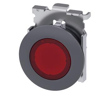 3SU10610JD200AA0 — Lámpara de señalización 30 mm redonda, frente metálico, rojo
