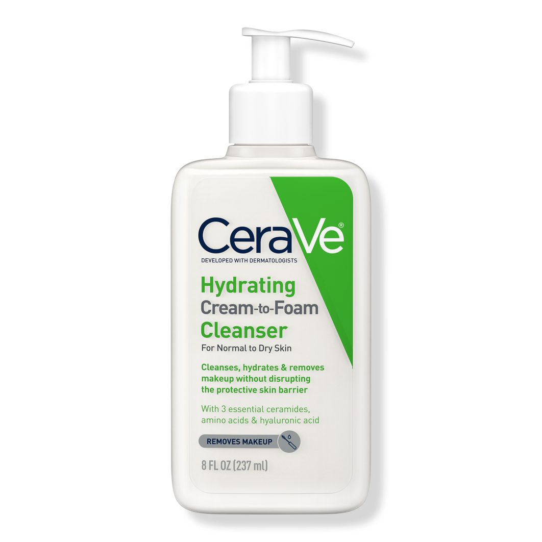 Cerave Hydrating Cream-to-Foam Face Wash for Balanced to Dry Skin - 8oz