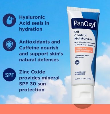 PanOxyl AM Oil Control Moisturizer with Hyaluronic Acid &amp; Mineral Sunscreen