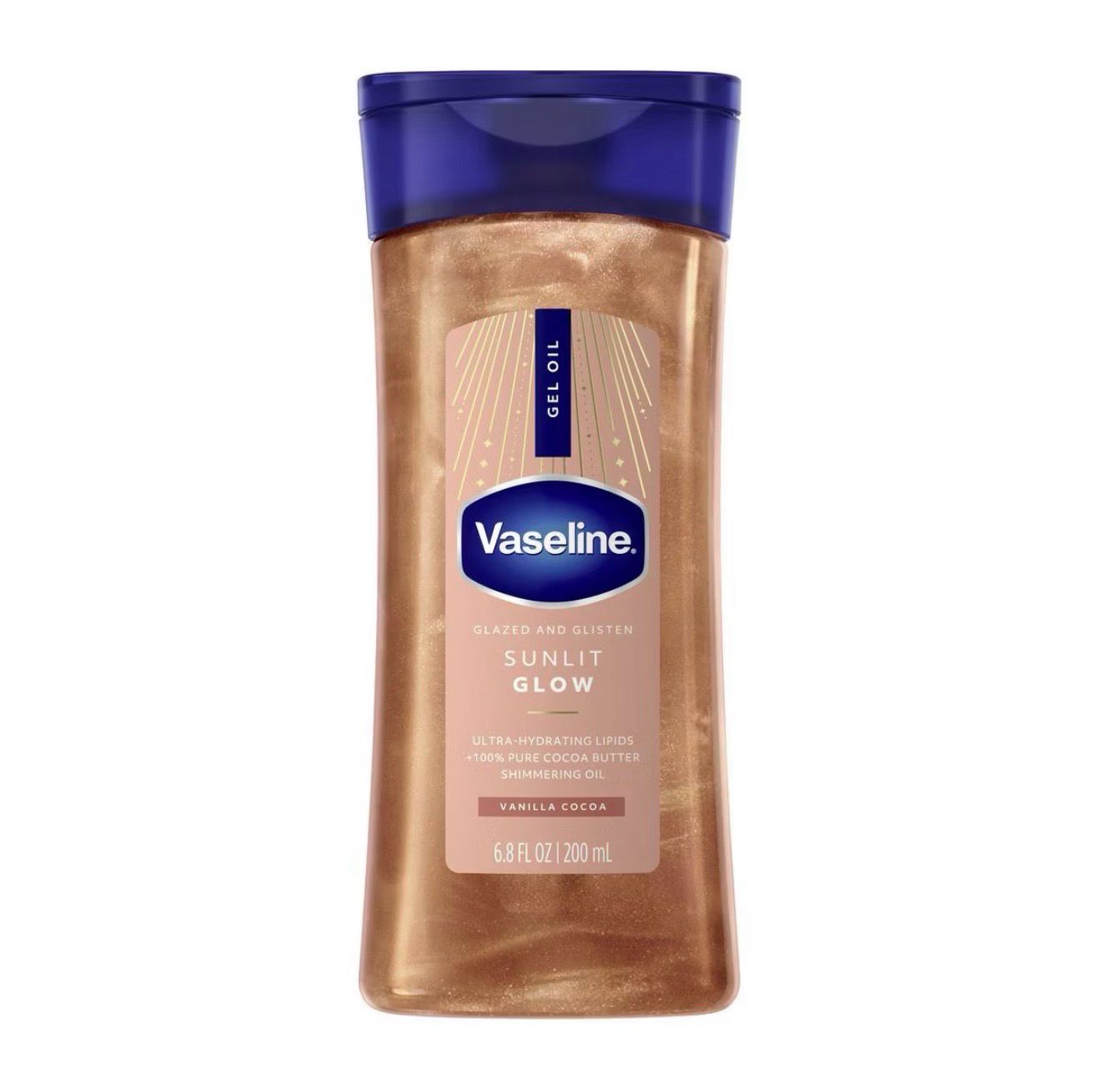 Vaseline Glazed &amp; Glisten Vanilla Cocoa Shimmering Gel Body Oil - Sunlit Glow