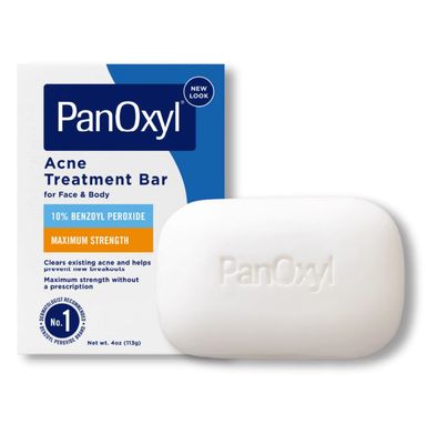 PanOxyl Acne Treatment Face &amp; Body Bar Soap, Max Strength 10% Benzoyl Peroxide