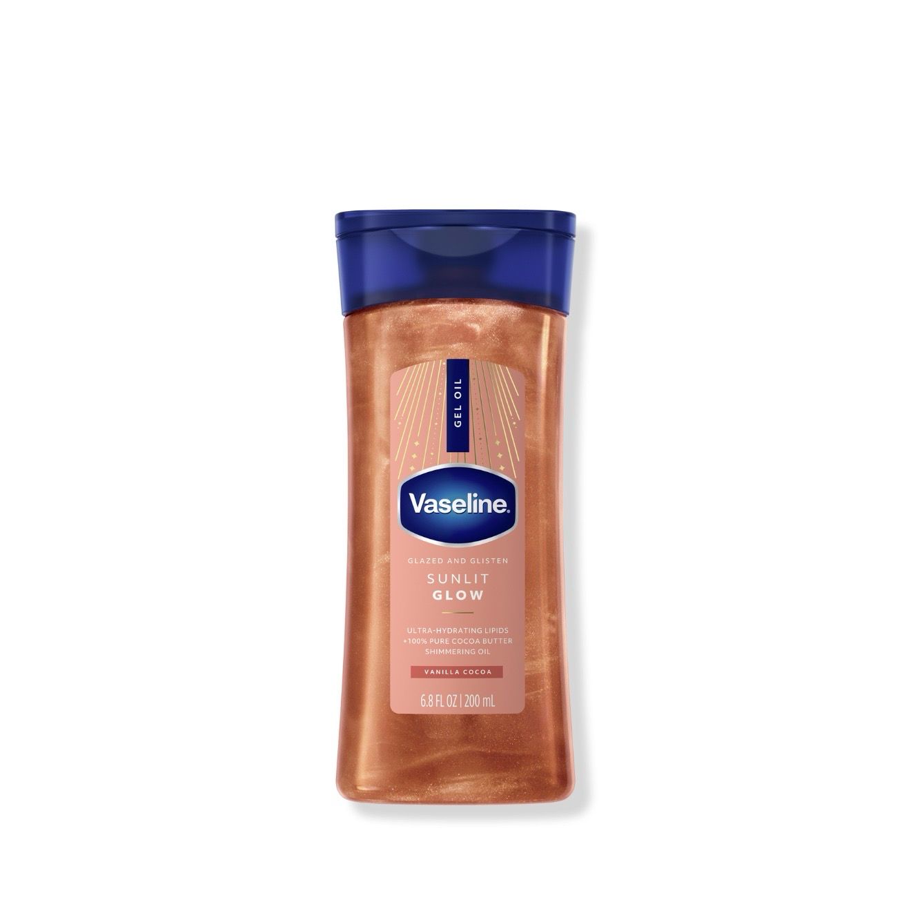 Vaseline Glazed &amp; Glisten Vanilla Cocoa Shimmering Gel Body Oil - Sunlit Glow