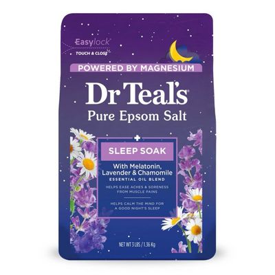 Dr. Teal's Pure Epsom Salt Soak, Sleep Blend with Melatonin, Lavender &amp; Chamomile Essential Oils