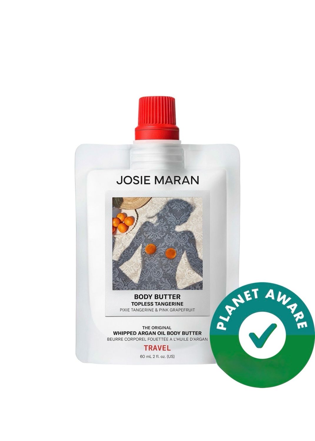 Josie Maran Whipped Argan Oil Refillable Firming Body Butter Jar - Topless Tangerine