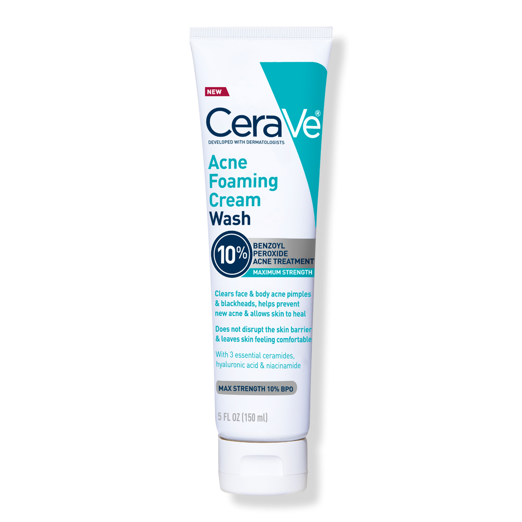 Cerave Acne Foaming Cream Wash BPO 4% for Face &amp; Body