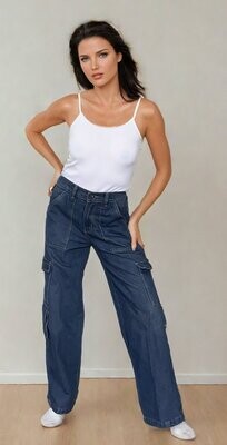 Pantalón Cargo Wide Leg Tiro Alto Para Mujer