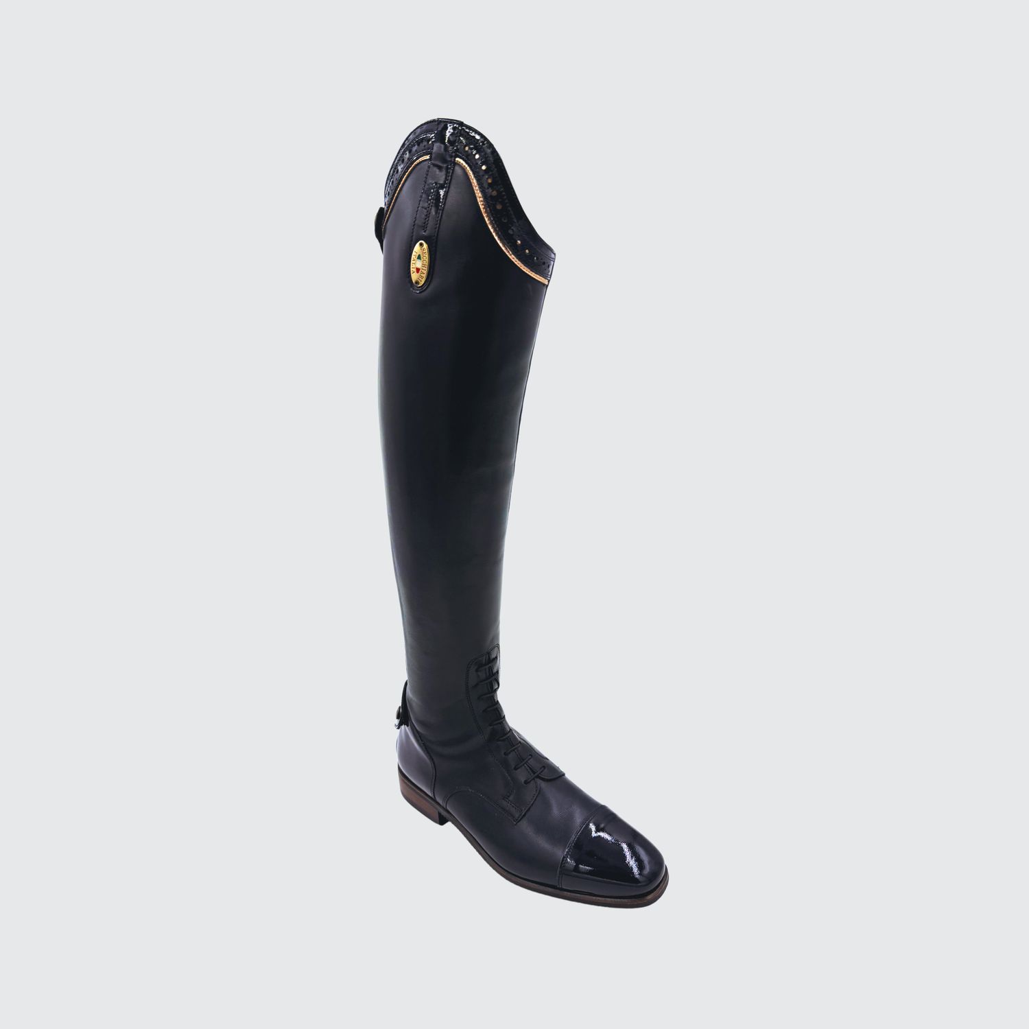 Custom Boots Navy Calf Skin with Semi-Patent Top, Heel and Toe