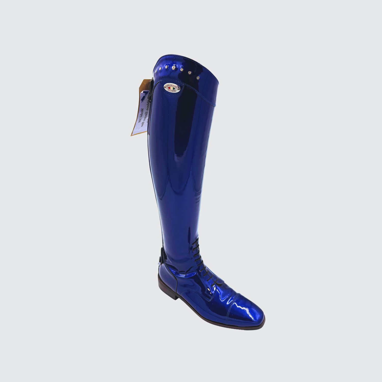 Custom Boots Electric Blue with a Crystal Top and Laces