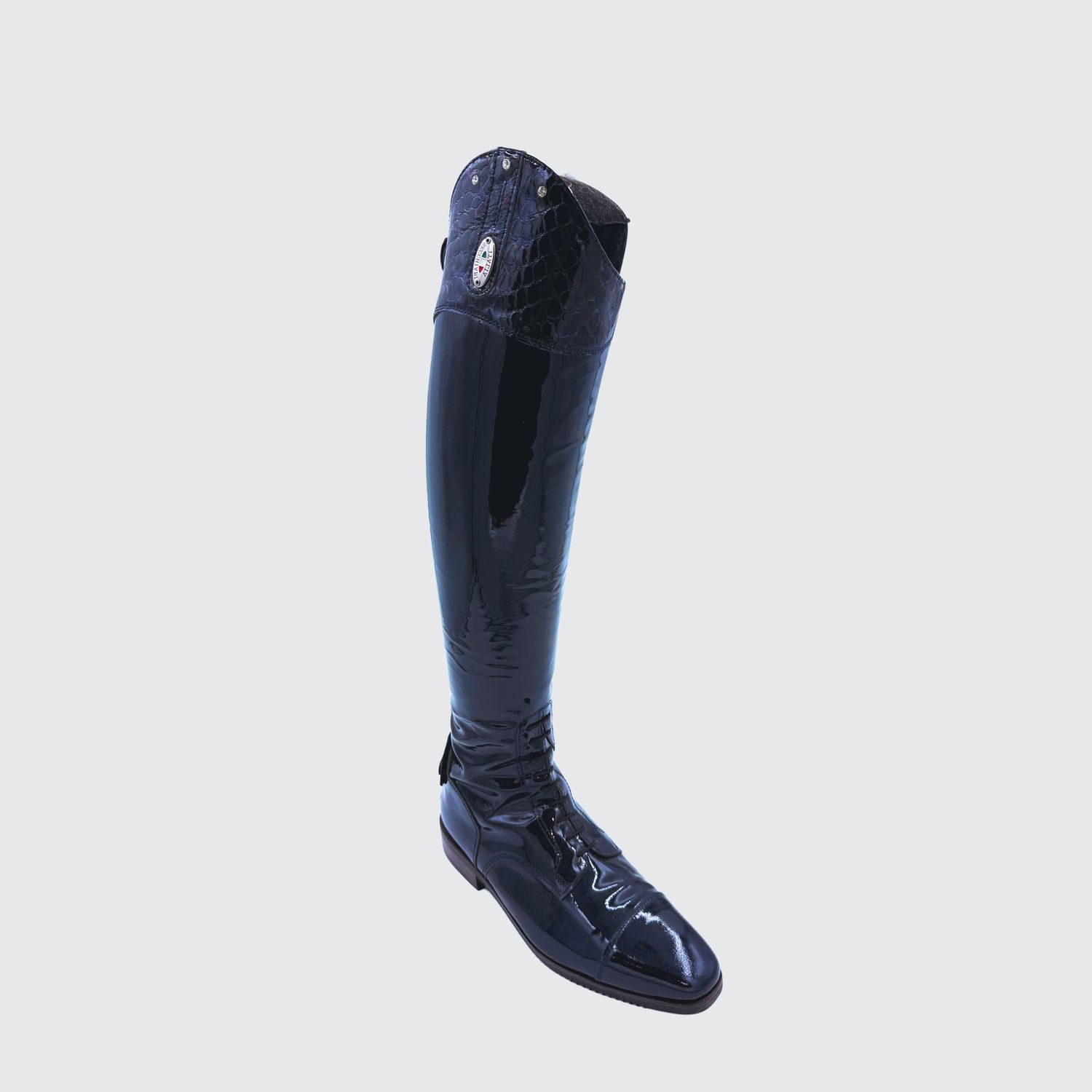 Custom Boots  - Navy Patent with Anaconda Top