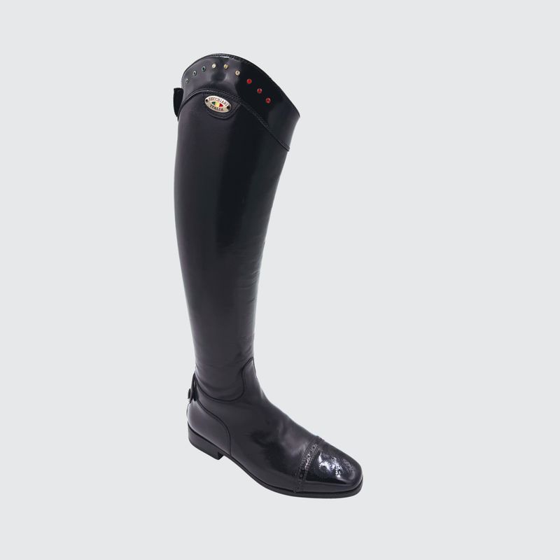 Custom Boots Boston Black Crystal Top and Punched Toe and Brogue