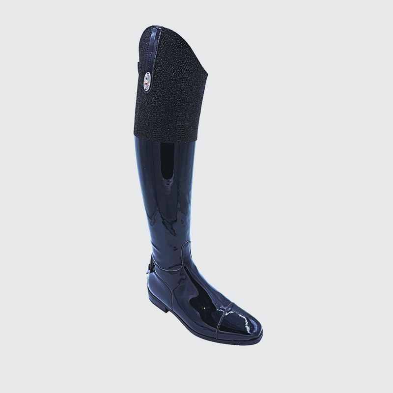 Custom Boots Vernice Black with Glitter Black Top