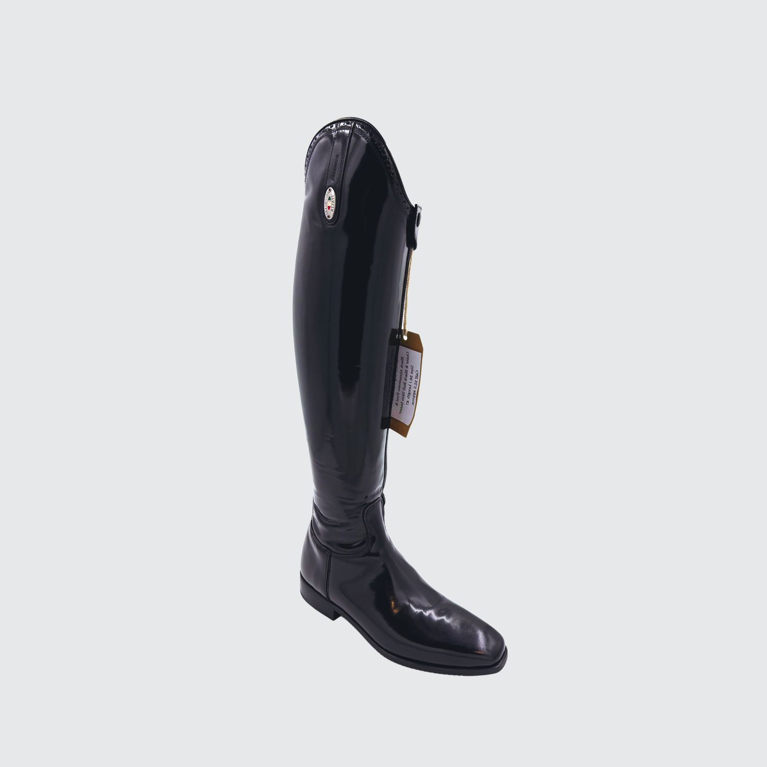 Custom Dressage Boots Patent Black With Punched Top