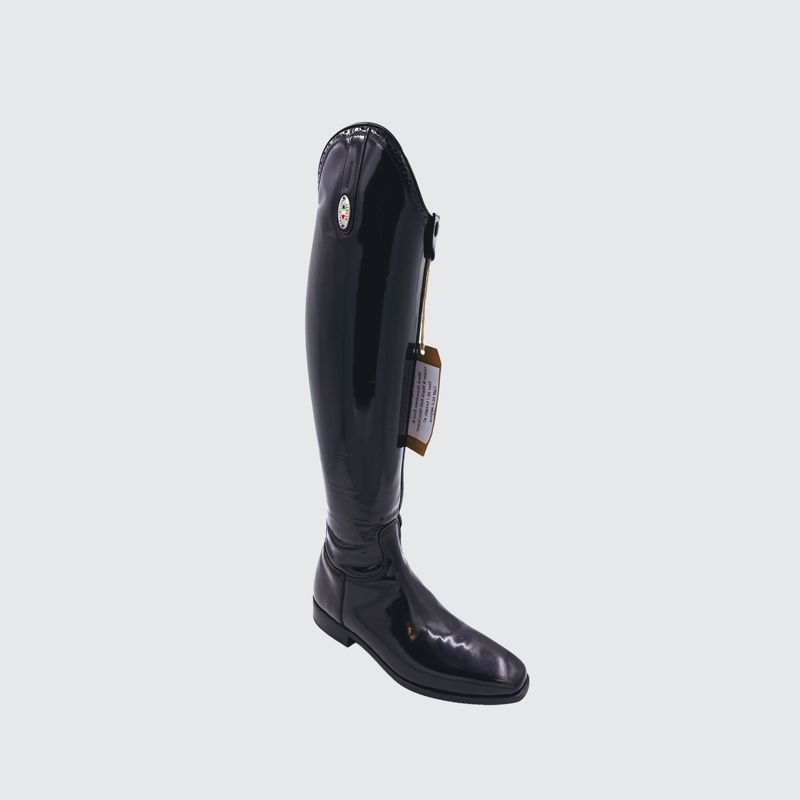 Custom Dressage Boots Patent Black With Punched Top