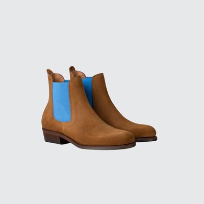 Chelsea Boots Suede Camel and Cobolt