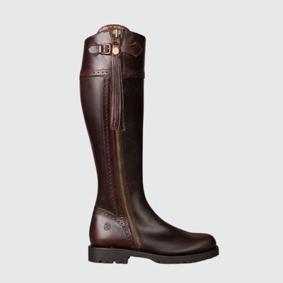 Tall Spanish Boots - Tread Sole Brown Leather