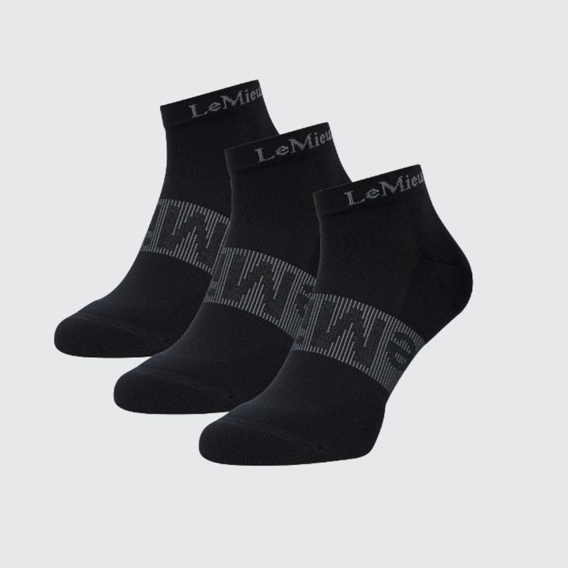 Trainer Socks 3 Pack Black Large Black