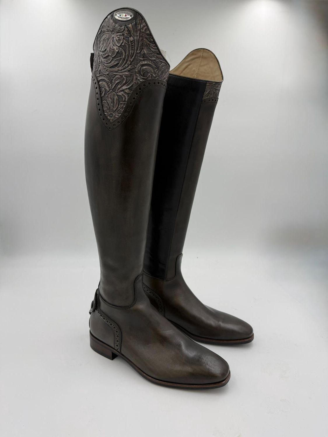 Ex-Demo Custom Boots Antique Grey with Lebrion Grey Punched Top and Heel size 38