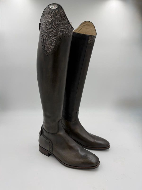Ex-Demo Custom Boots Antique Grey with Lebrion Grey Punched Top and Heel size 38