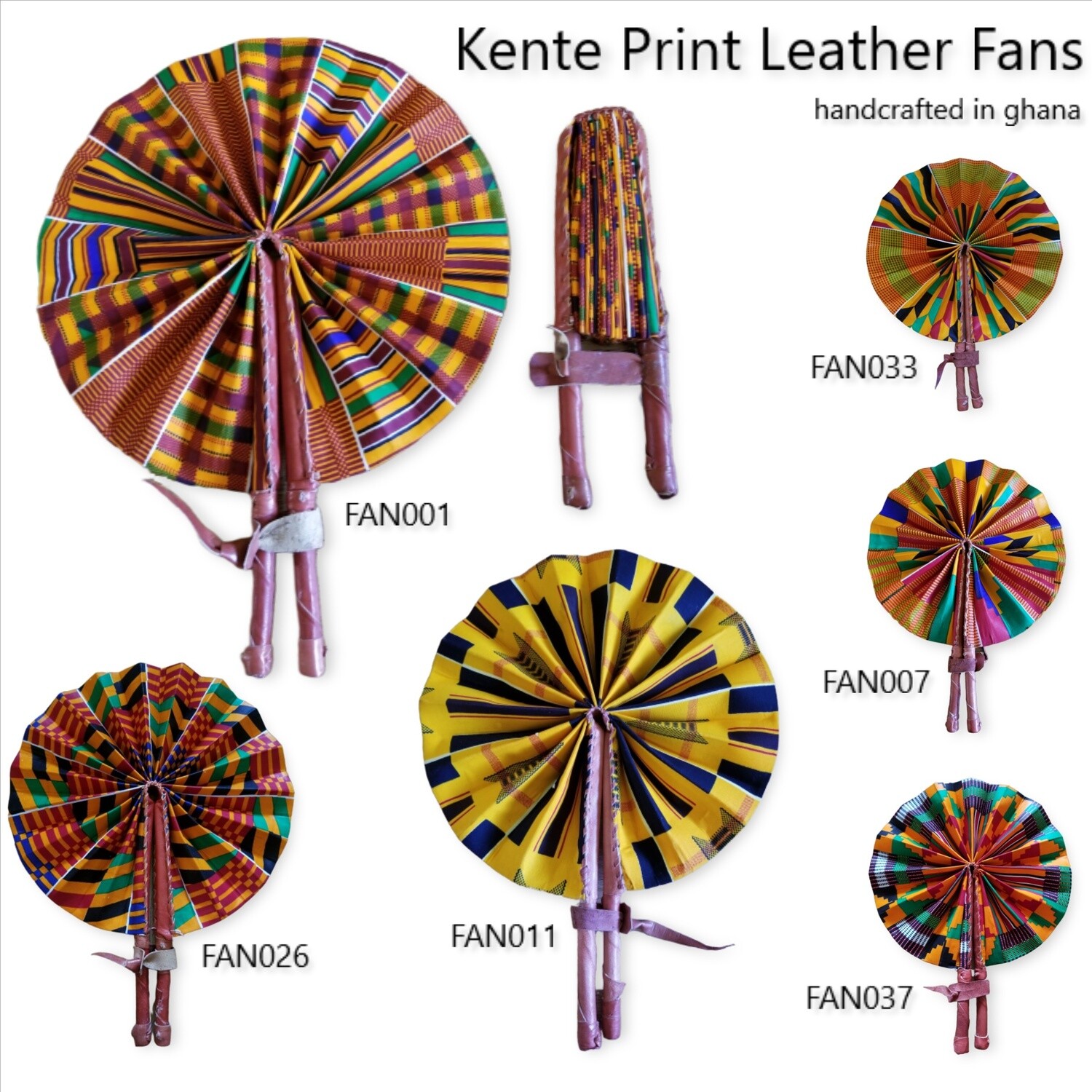 Kente Print Leather Fans