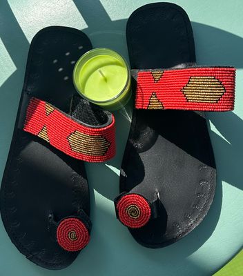 Red Gold Dandelion Sandals