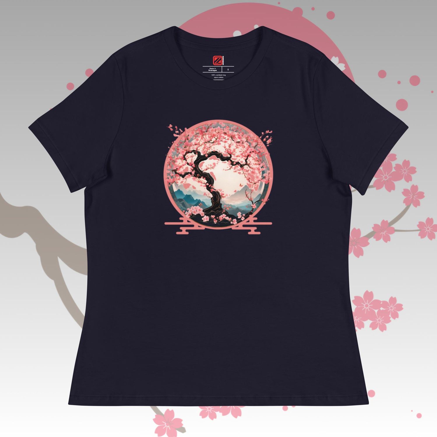 Women&#39;s &quot;Pink Cherry Blossom&quot; Relaxed Fit T-Shirt