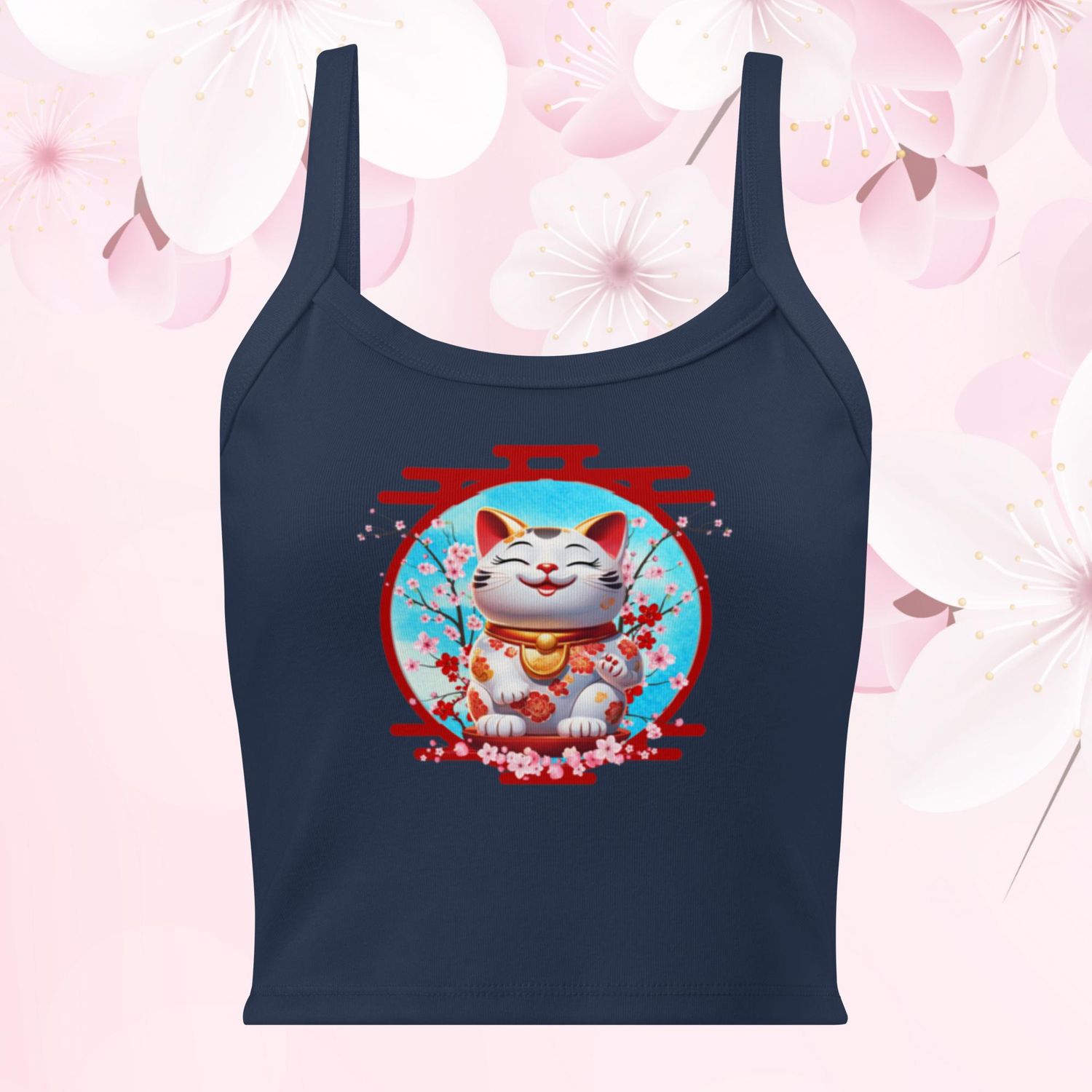 Women’s &quot;Lucky Neko&quot; Micro-rib Tank Top