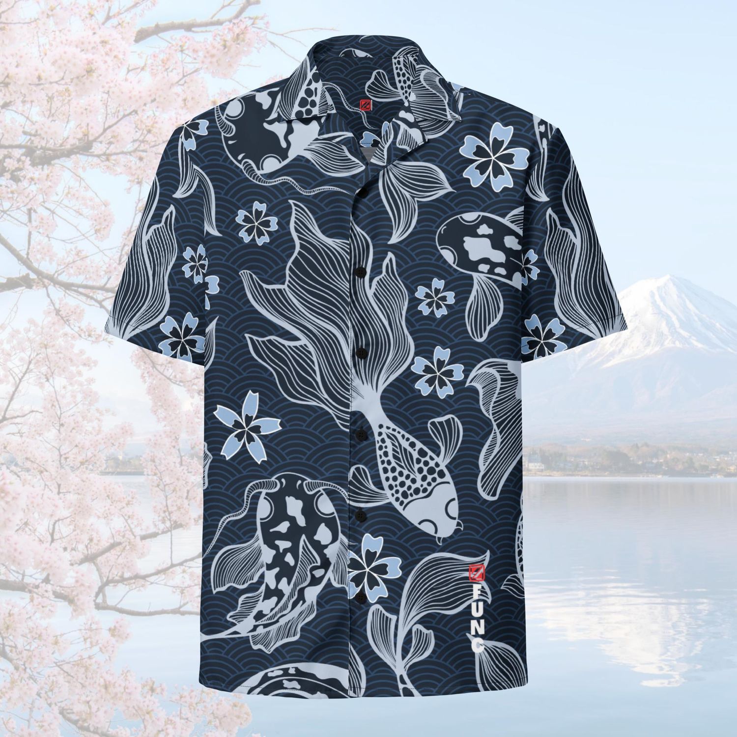 Z-FUNC Koi Print Button Shirt