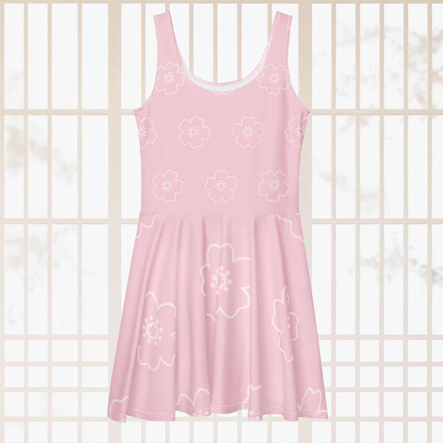Pink Sakura Print Skater Dress