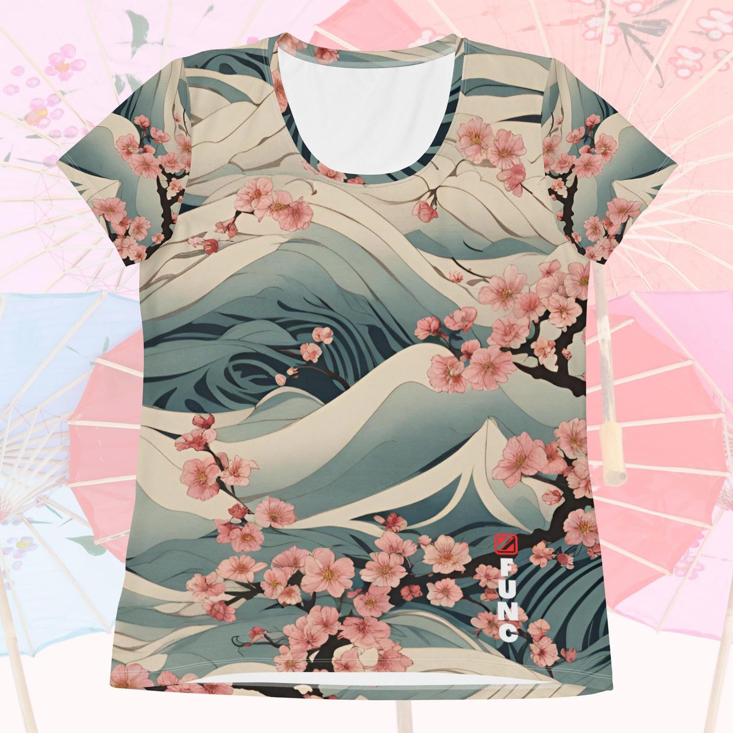 Cherry Blossum Print Women&#39;s Athletic T-shirt