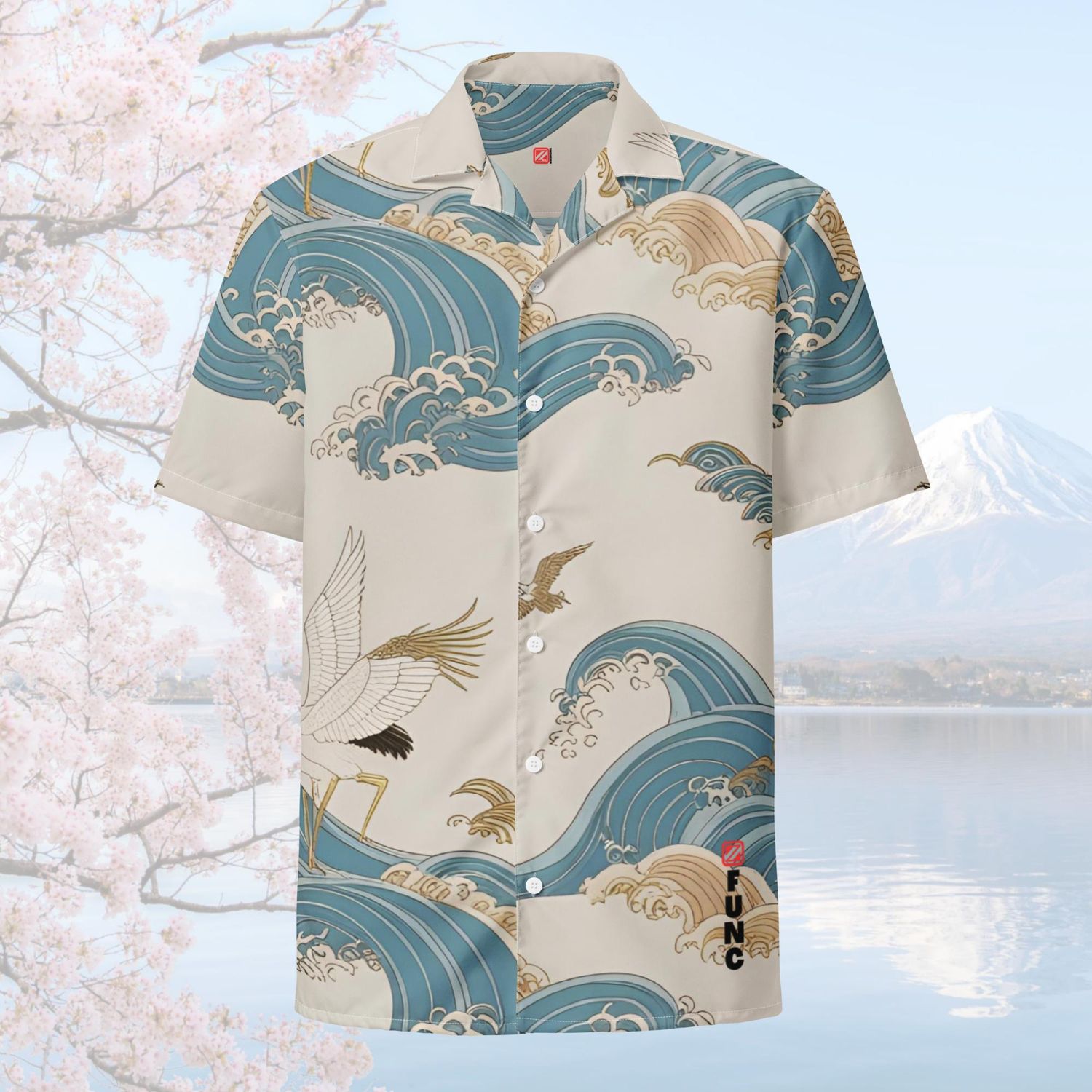 Z-FUNC Crane Print Button Shirt