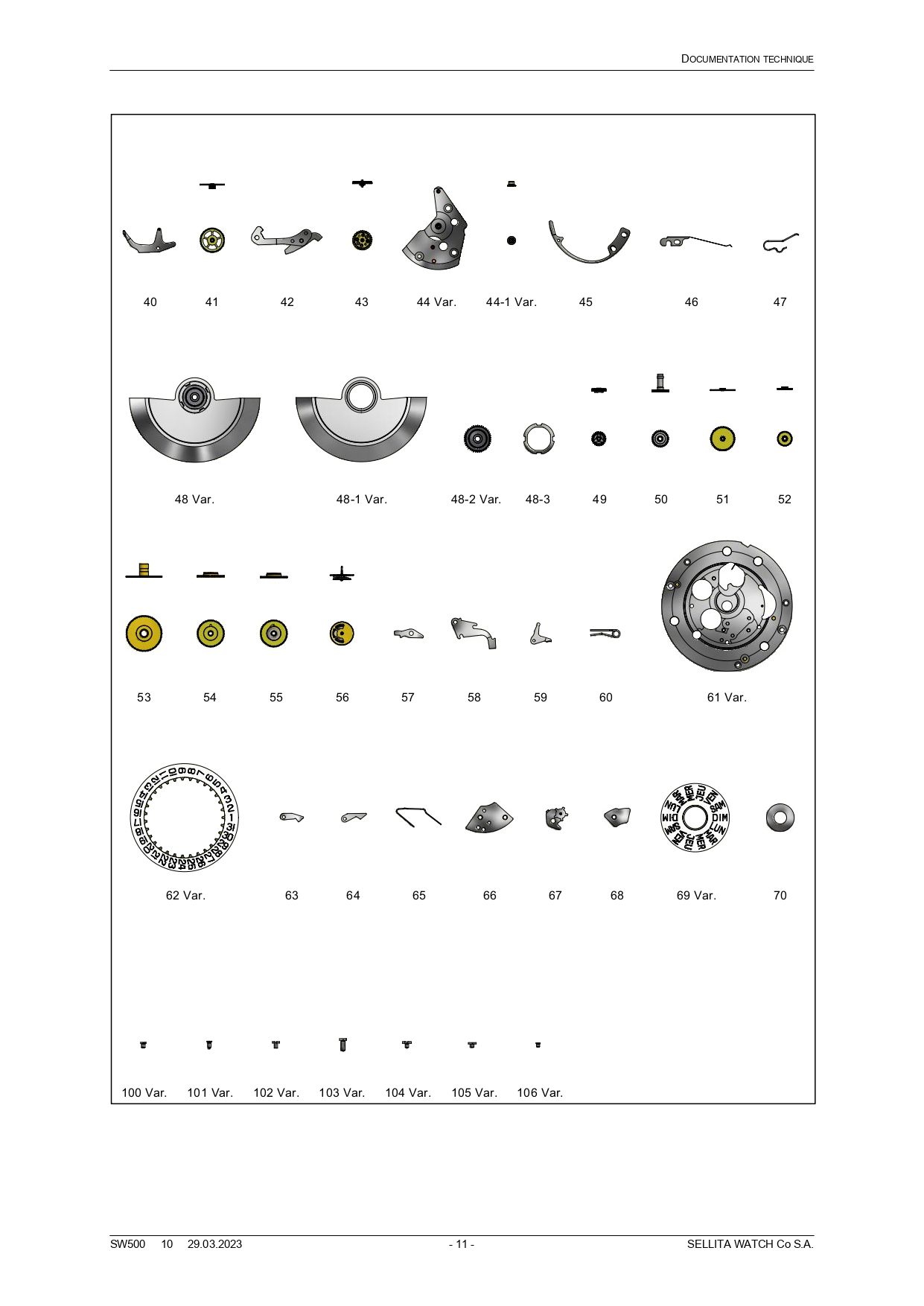 Fornitura de movimiento Eberhard ETA 7750 - SW 500