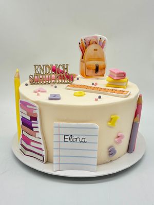 Einschulungstorte "Endlich Schulkind" Mädchen Einschulungstorte "Endlich Schulkind" Mädchen