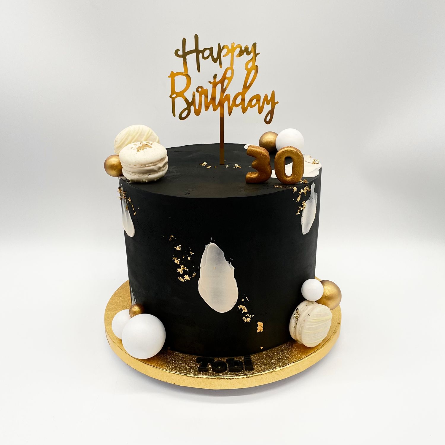 Naked Art Cake Blattgold mit 3 Macarons