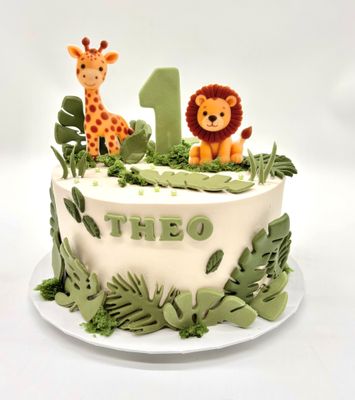 Torte Löwe und Giraffe mit essbaren Drucken