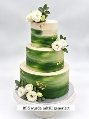 Torte mit Farbverlauf, Lysianthus und Eukalyptus (dreistöckig)