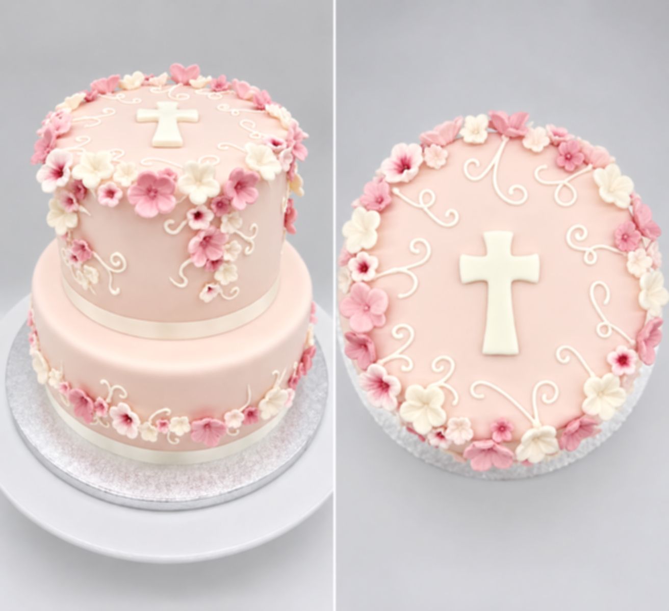 Torte mit handmodellierten Zuckerblümchen (zweistöckig)