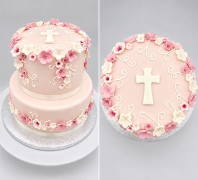 Torte mit handmodellierten Zuckerblümchen (zweistöckig)