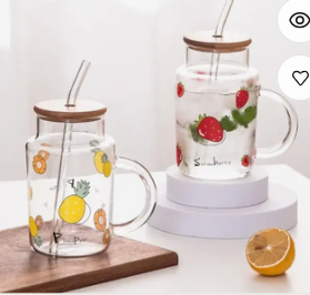 Glass Mug - Painted Fruit