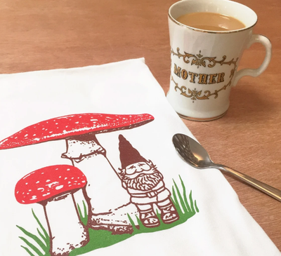Gnome Mushroom Tea Towel