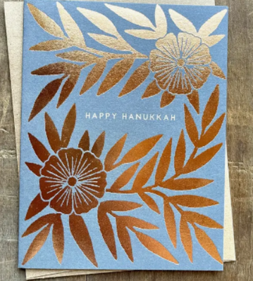 Card - Happy Hanukkah (gold flower)