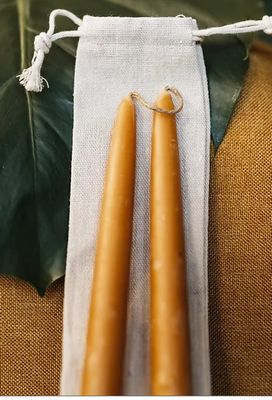 Traditional taper beeswax candles