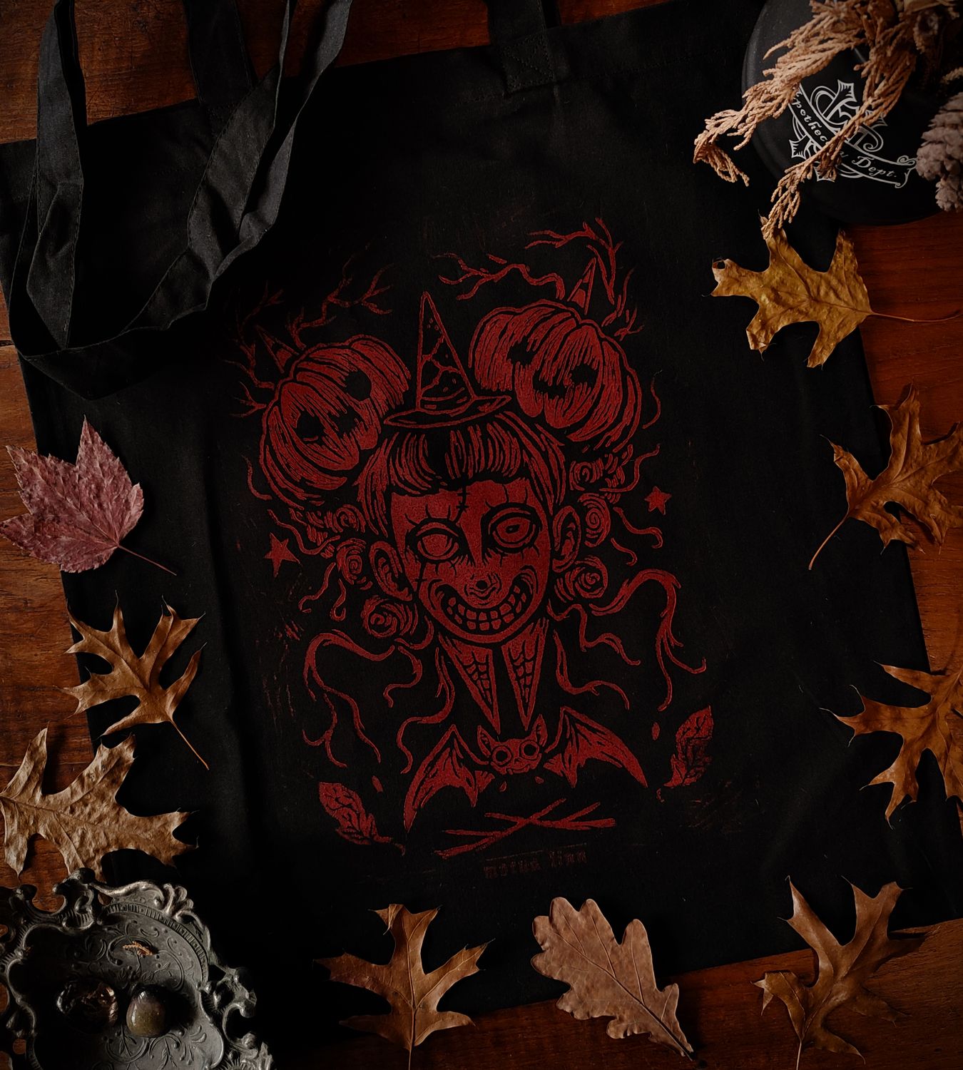 Pumpkin Witch Tote Bag