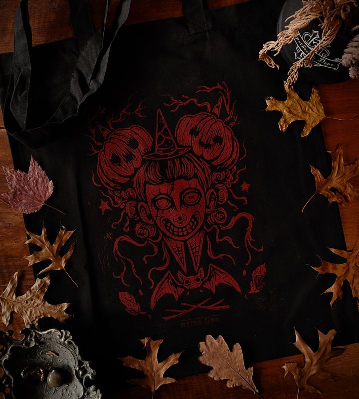Pumpkin Witch Tote Bag