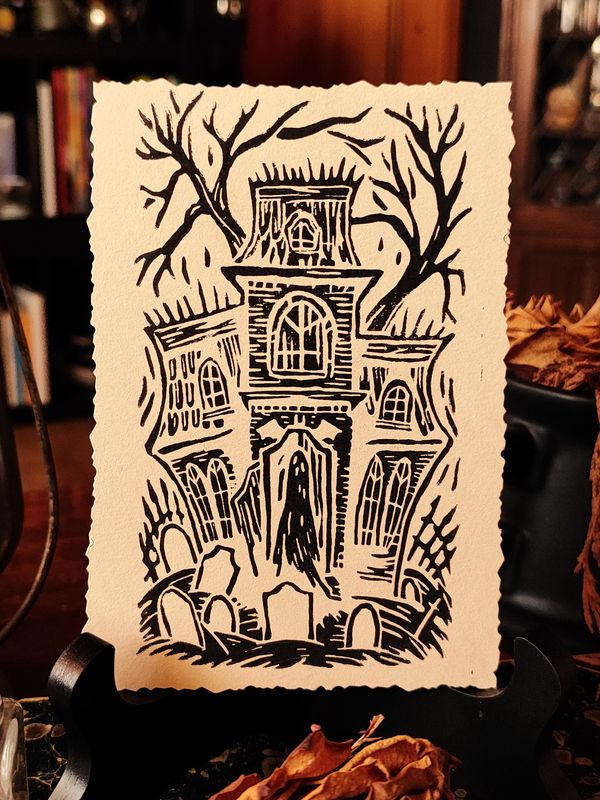 Haunted House · Linoldruck
