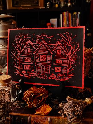 Salem Witch House · Linoldruck