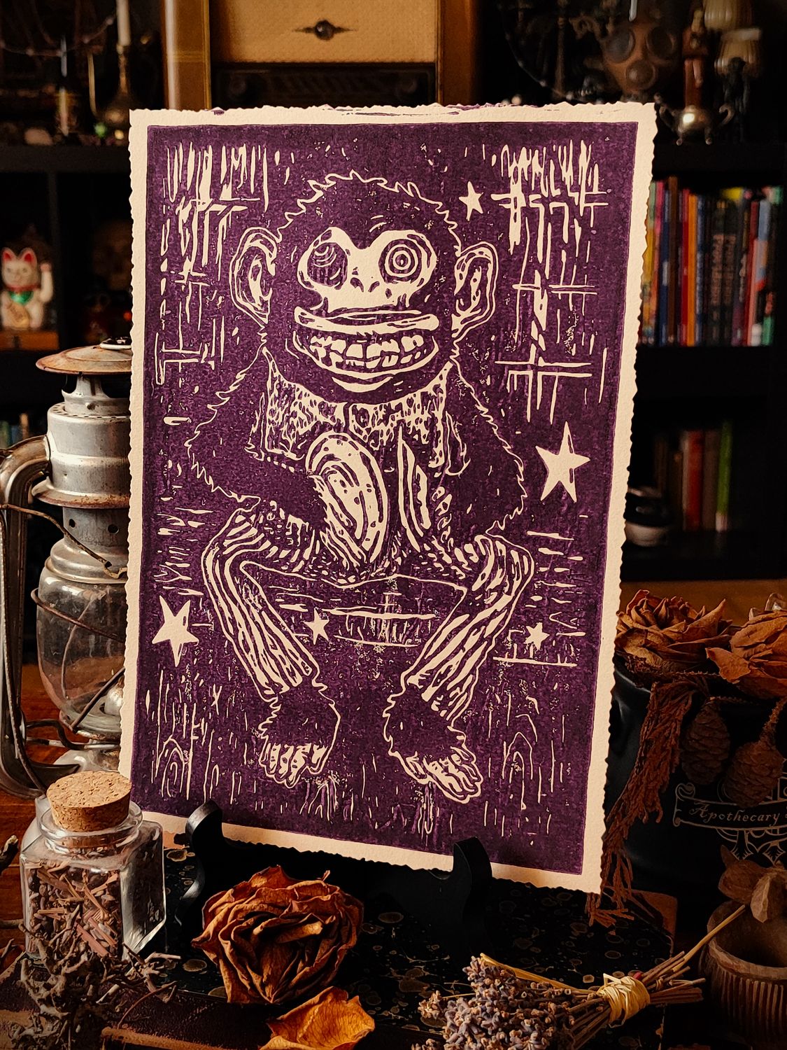 Grinning Monkey · Linoldruck