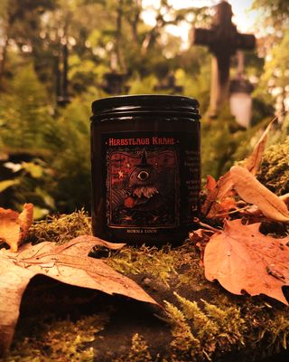 Herbstlaub Krähe ✷ Duftkerze im Glas 250 ml