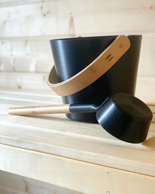 Rento Cubo para Sauna Aluminio con asas de Bambú