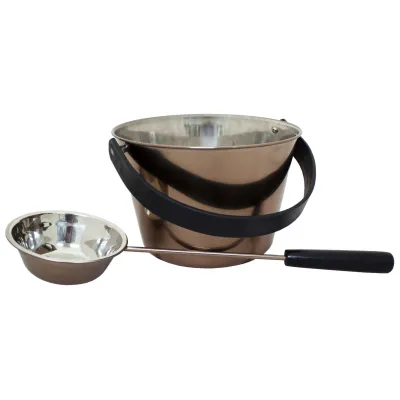 Emendo Set de Sauna Cubo y Cuchara acero color Gris Humo