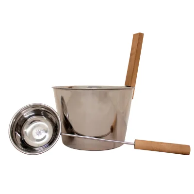 Emendo Set de Sauna Cubo y Cuchara de acero